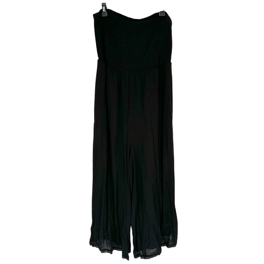 Torrid Jumpsuit Womens 2X 18 20 Smocked Gauze Solid Black Flowy Comfort NWT