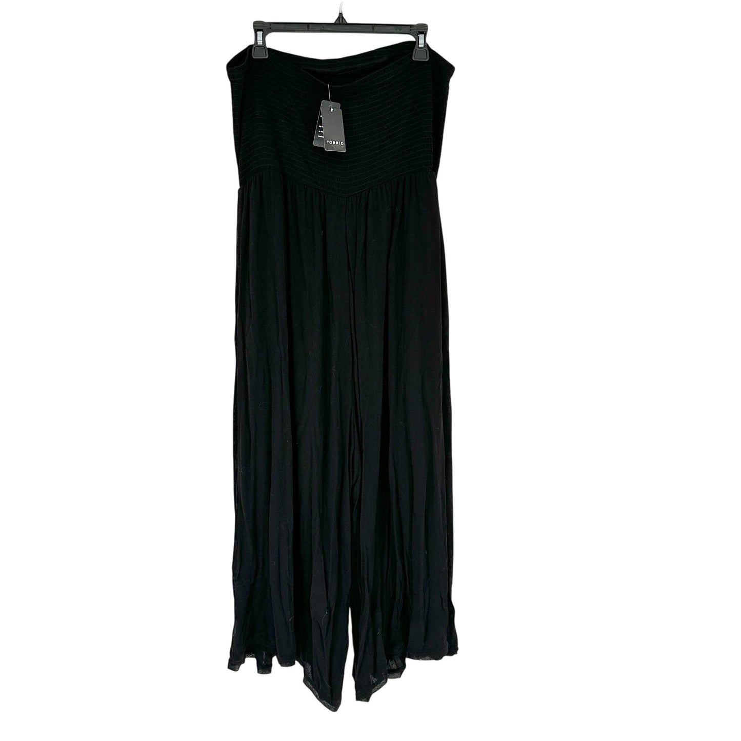 Torrid Jumpsuit Womens 2X 18 20 Smocked Gauze Solid Black Flowy Comfort NWT
