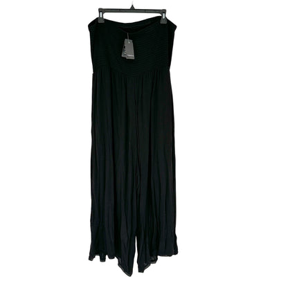 Torrid Jumpsuit Womens 2X 18 20 Smocked Gauze Solid Black Flowy Comfort NWT