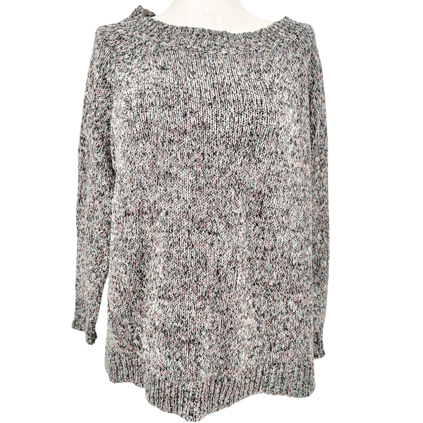 Chaps Sweater Womens 2X Multicolor Knit Cotton Blend LS Boat Neck Relaxed Fit