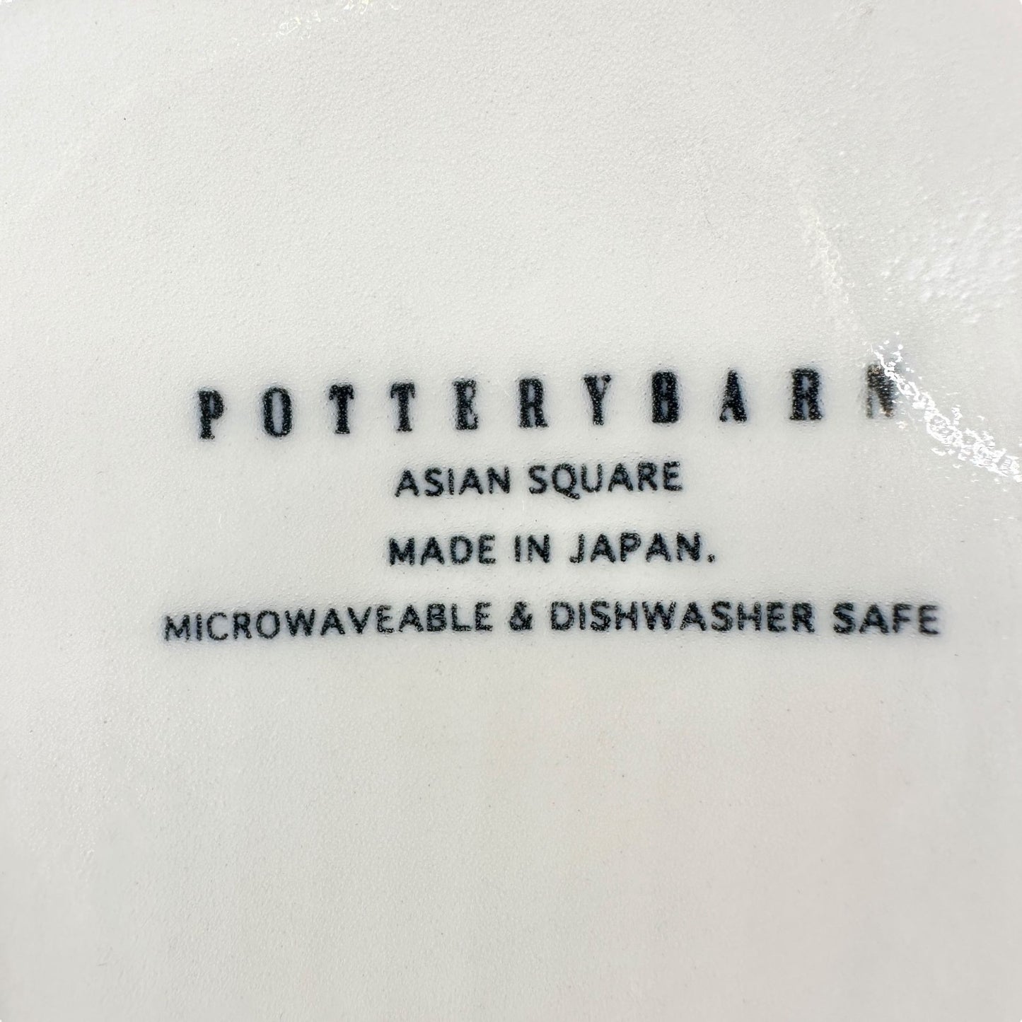 Pottery Barn Asian Square Teapot White Ceramic w Bamboo Handle Made In Japan