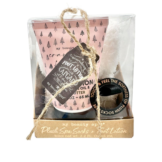 My Beauty Spot Plush Spa Socks and Foot Lotion White NIP