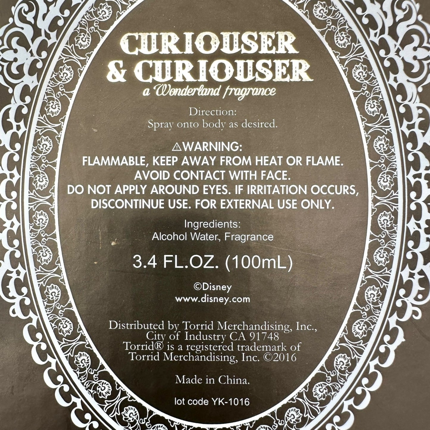 Curiouser and Curiouser A Wonderland Fragrance 3.4 Fl Oz Perfume Disney Gift Box