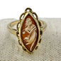 Vintage 10K Gold Marquise Cameo Ring Size 6.25 Featuring Carved Womans Profile