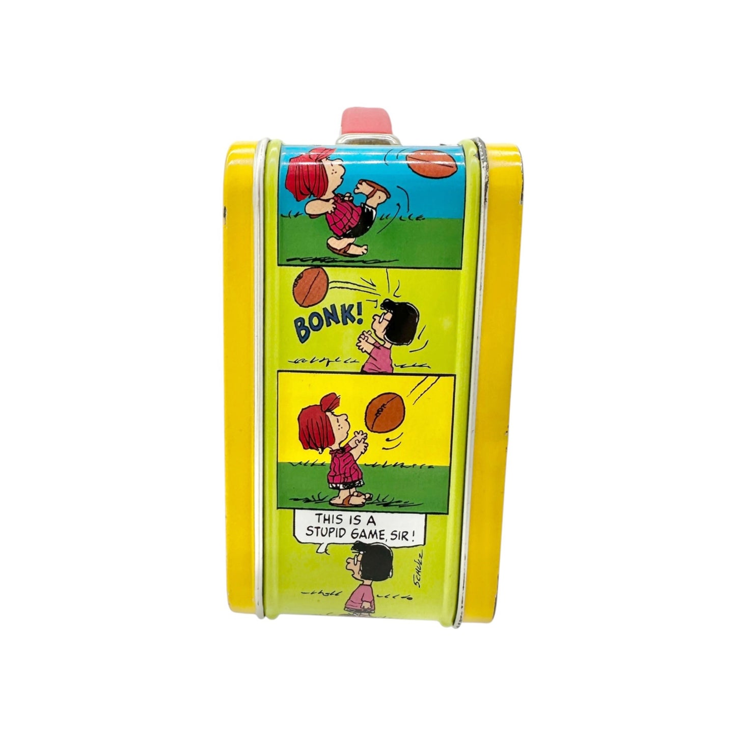 Vintage Hallmark Peanuts Metal Lunch Box Charlie Brown Snoopy Yellow 6"x5"x3"