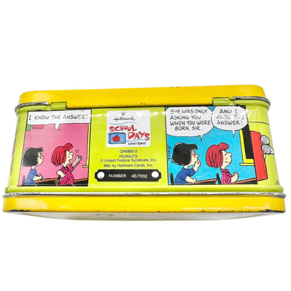 Vintage Hallmark Peanuts Metal Lunch Box Charlie Brown Snoopy Yellow 6"x5"x3"