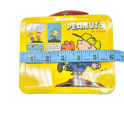 Vintage Hallmark Peanuts Metal Lunch Box Charlie Brown Snoopy Yellow 6"x5"x3"