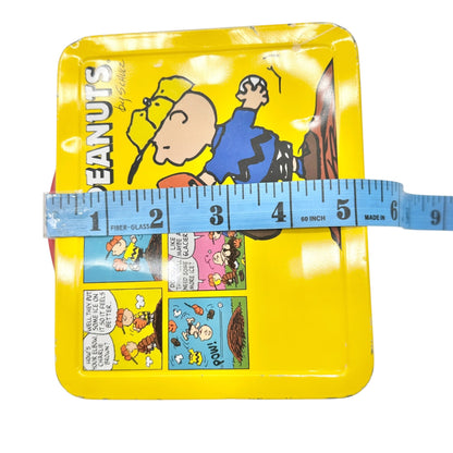 Vintage Hallmark Peanuts Metal Lunch Box Charlie Brown Snoopy Yellow 6"x5"x3"