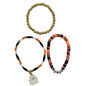 Halloween White Ghost Beaded Stretch Bracelet Trio Orange Black White Gold
