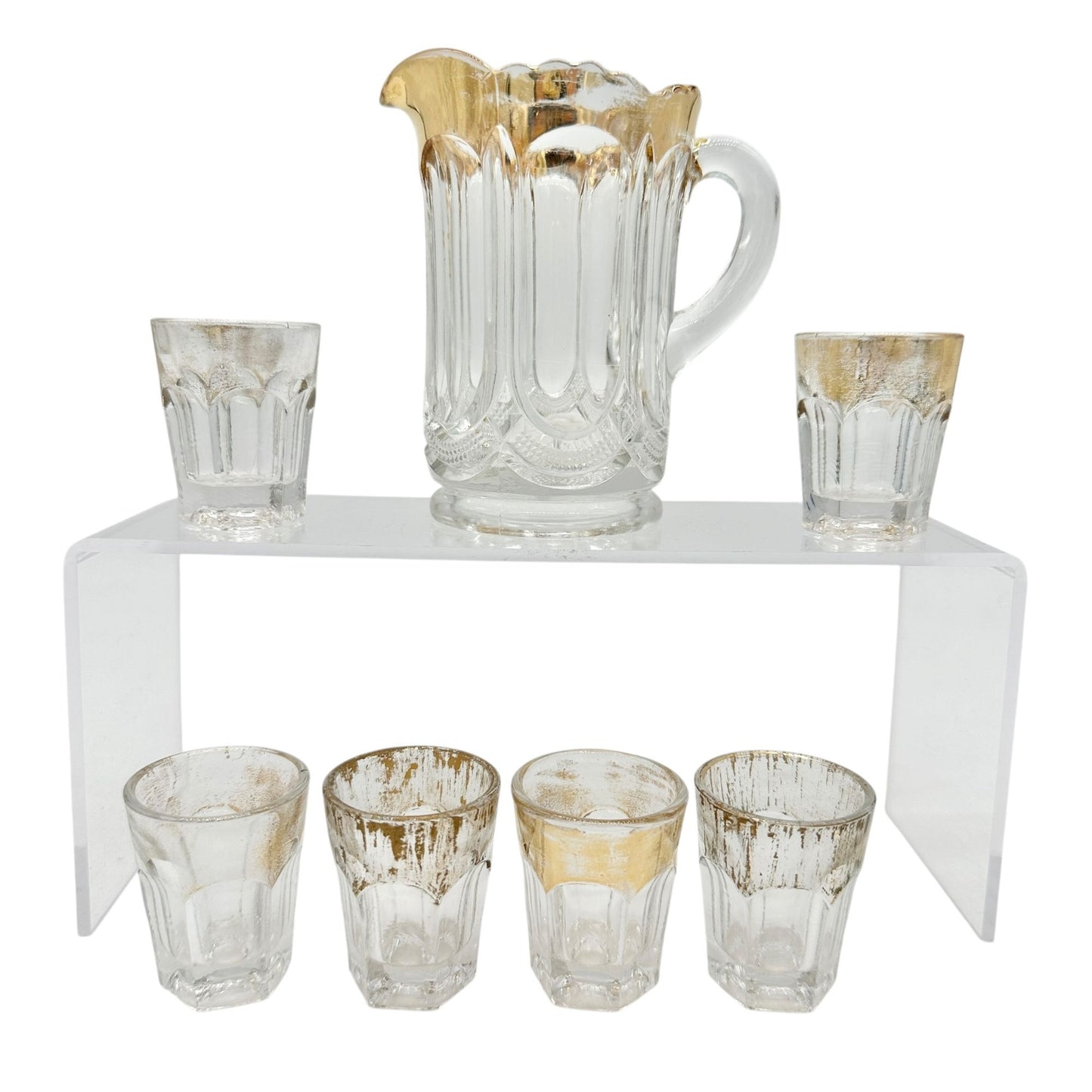 Galloway 7pc Childrens Lemonade Set 15701 Pitcher and 6 Glasses US Glass Co 1904