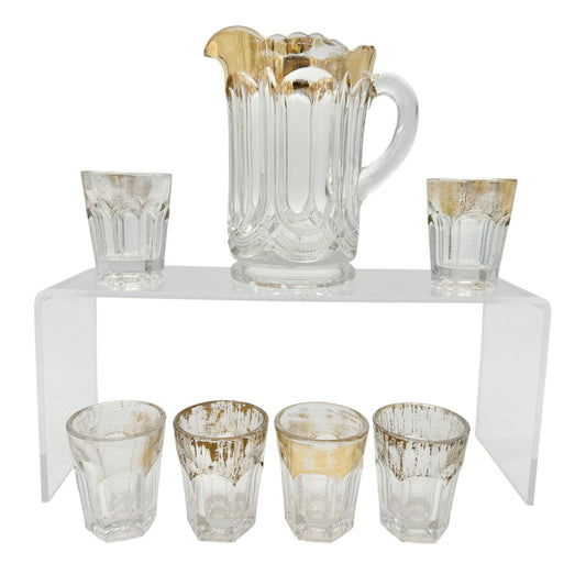 Galloway 7pc Childrens Lemonade Set 15701 Pitcher and 6 Glasses US Glass Co 1904