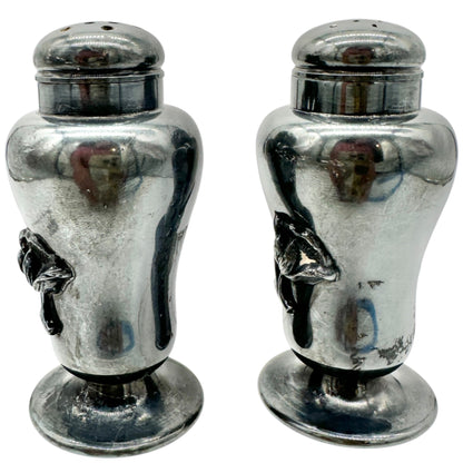 Vtg Forbes Silver Co Druple Salt and Pepper Shakers Tulip Motif Collectible 3 in