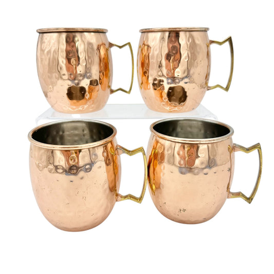 Nordstrom At Home Set Of 4 Hammered Copper Mule Mugs With Brass Handles 16 Oz