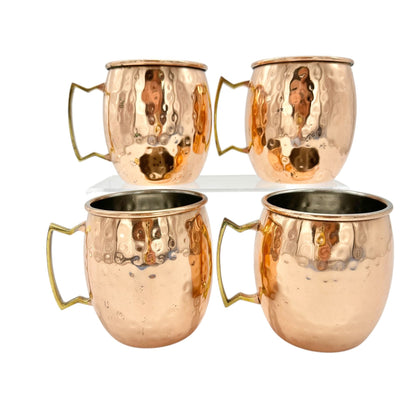 Nordstrom At Home Set Of 4 Hammered Copper Mule Mugs With Brass Handles 16 Oz