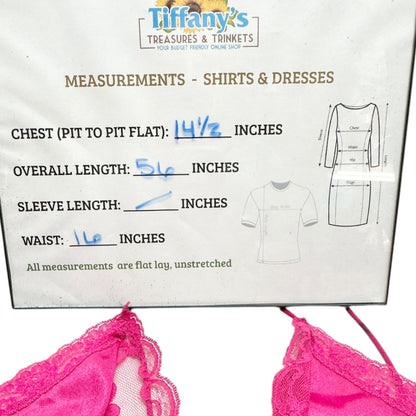 Val Mode Nightgown Womens Small Hot Pink Spaghetti Straps Lace Sheer 56" Length