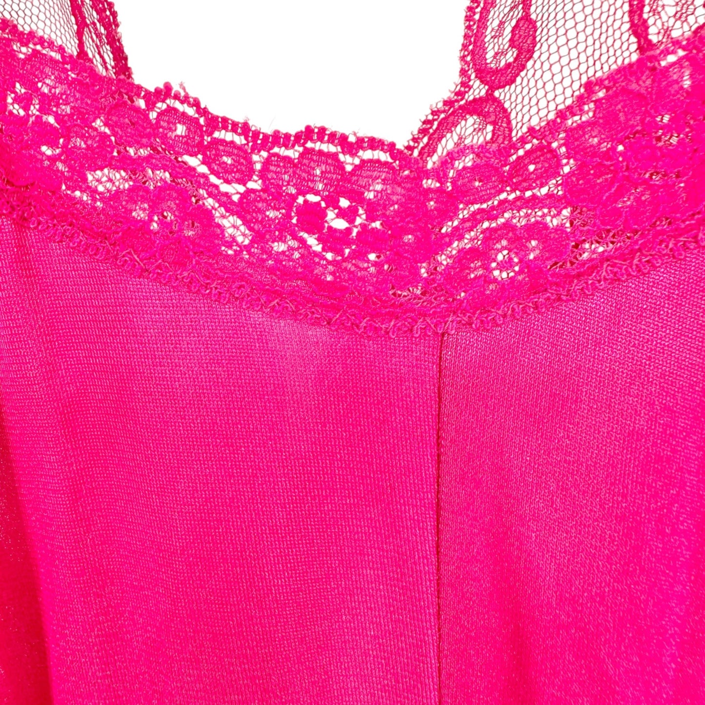 Val Mode Nightgown Womens Small Hot Pink Spaghetti Straps Lace Sheer 56" Length