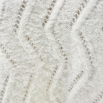 Ellos Tunic Sweater Womens 1X 22-24 Cream Chevron Knit Lightweight LS V Neck