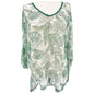 Green & White Sheer Leaf Pattern Tunic Swim Coverup 2X Polyester Women Plus Size