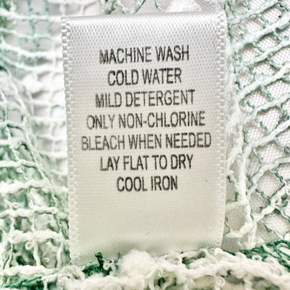 Green & White Sheer Leaf Pattern Tunic Swim Coverup 2X Polyester Women Plus Size