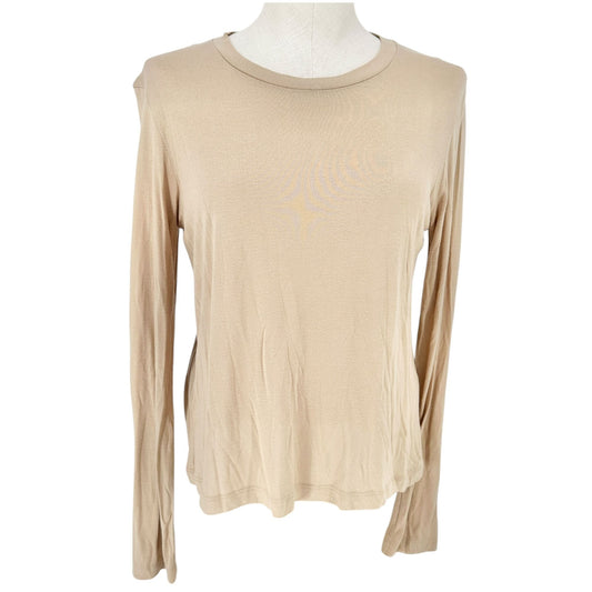 Vince Lightweight Top Womens Size M Beige Long Sleeves Made in Peru 100% Modal