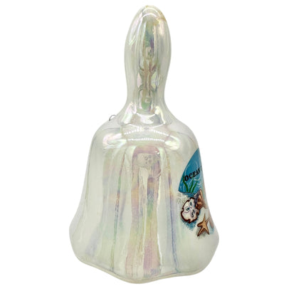 Ocean City Maryland Souvenir Iridescent Ceramic Bell Seashell 4.5" Coastal Decor