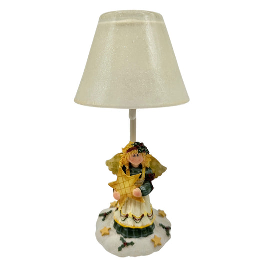 Angel Table Lamp Figurine By Crazy Mountain With Glittered Shade Festive Design