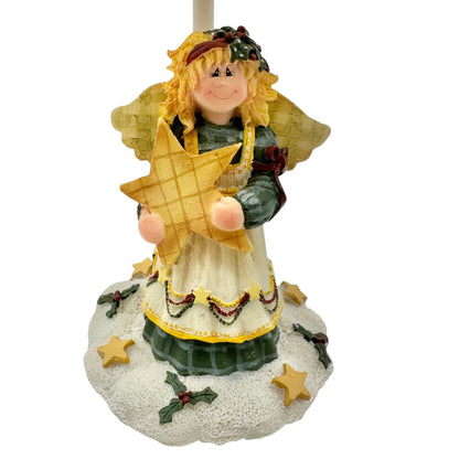 Angel Table Lamp Figurine By Crazy Mountain With Glittered Shade Festive Design