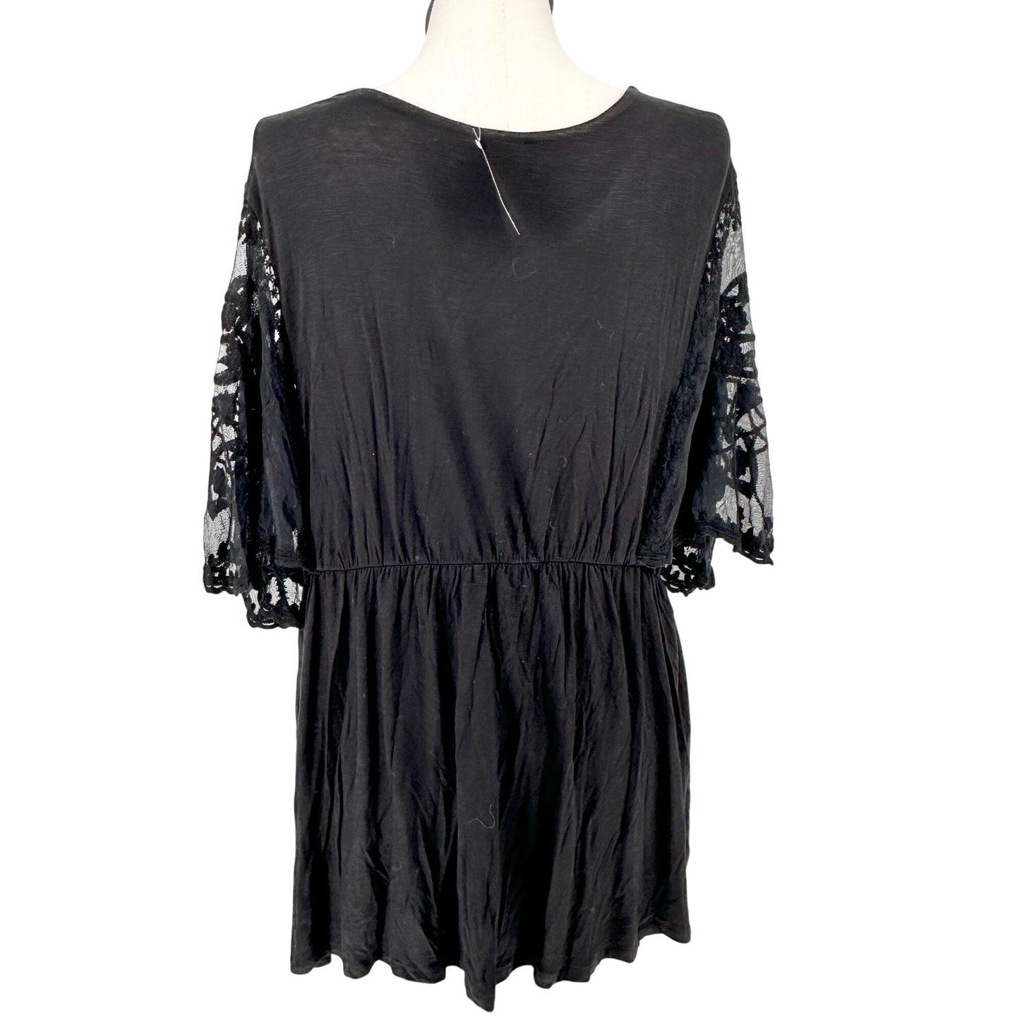 Torrid 3 Babydoll Top Womens 22-24 Black Lace Dolman Sleeves Crew Neck Flowy