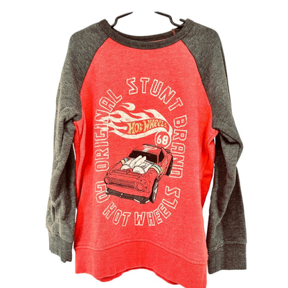Jumping Beans Hot Wheels Sweatshirts Boys 8 Original Stunt Brand Red Gray Raglan