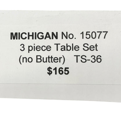 Michigan No 15077 3 Pc Clear Glass Childrens Tableware Set Creamer Sugar Spooner