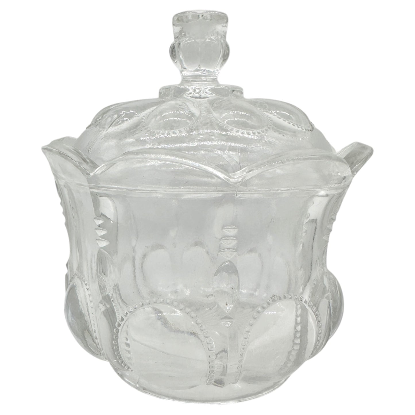 Michigan No 15077 3 Pc Clear Glass Childrens Tableware Set Creamer Sugar Spooner