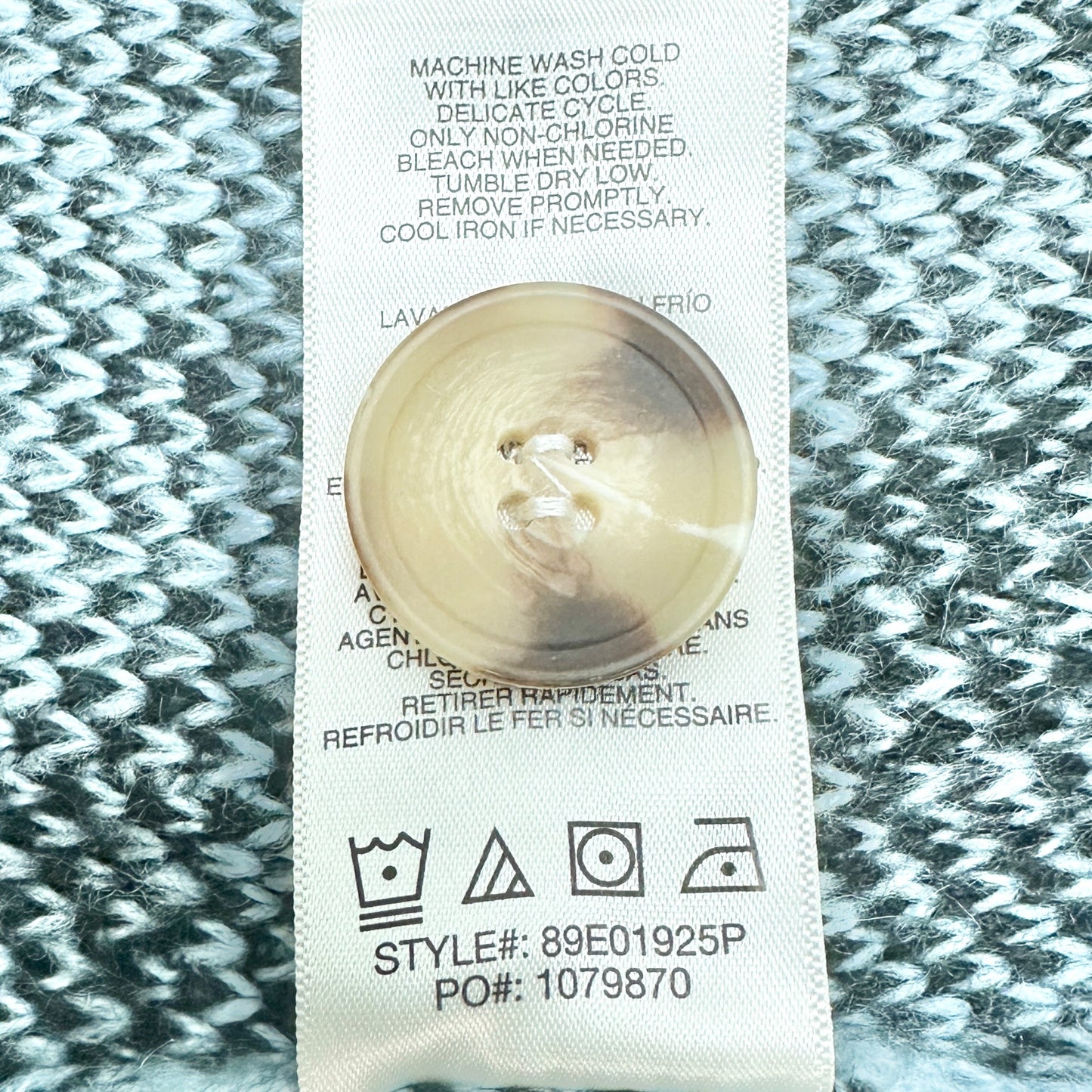 Cardigan Sweater Womens 2X Blue Black Leopard Print Acrylic by C&C California