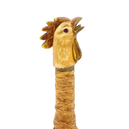Vintage Leather Wrapped Chicken Decanter Novelty Made in Italy Brown 15.5 inches