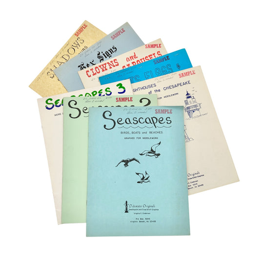 Vtg Lot of 8 Needlework Pattern Booklets By Virginia Creekman 1978-80 Seascapes