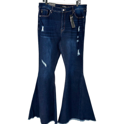 Womens Distressed Flare Jeans Size 16 Dark Wash Stretch Blend by Lucky & Blessed