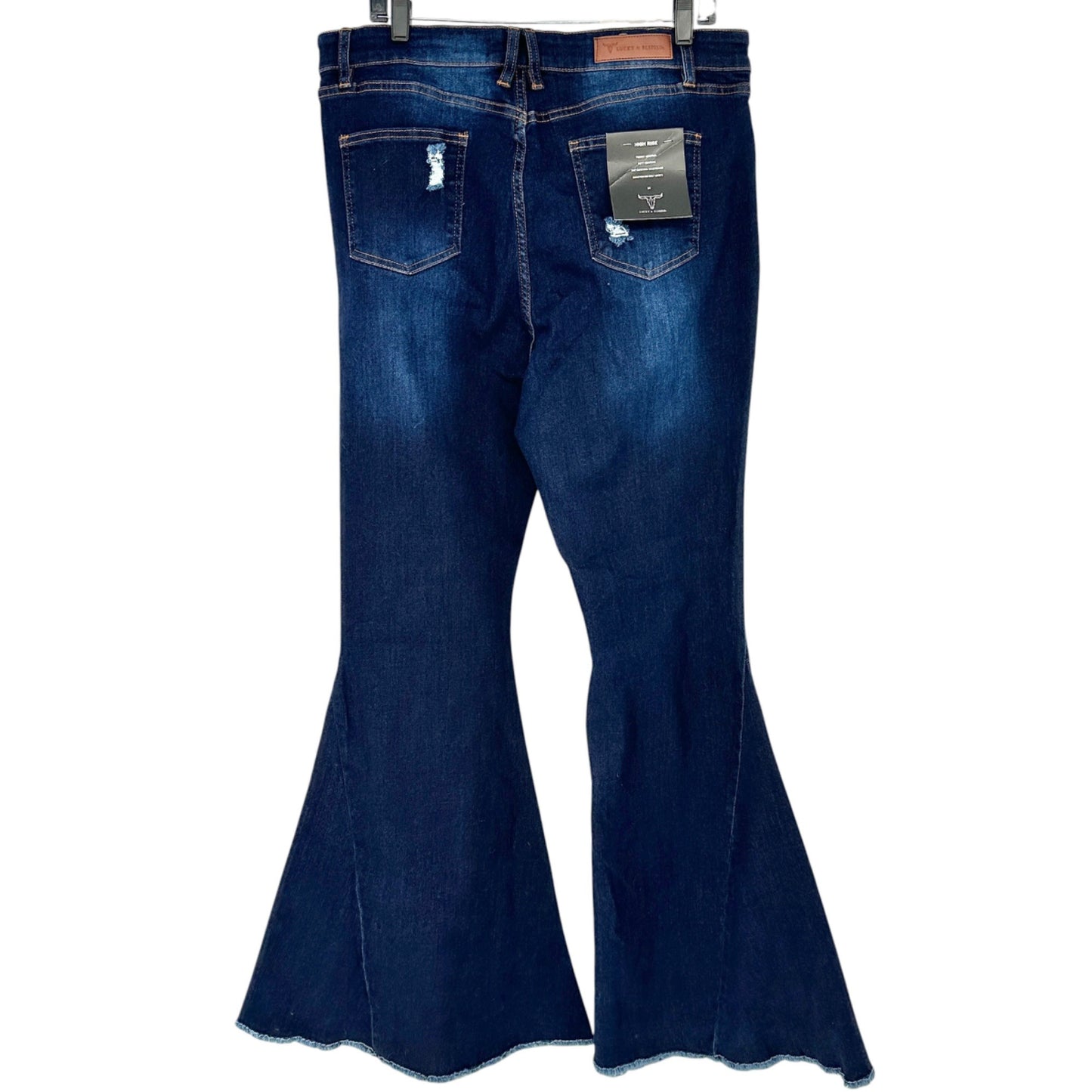 Womens Distressed Flare Jeans Size 16 Dark Wash Stretch Blend by Lucky & Blessed