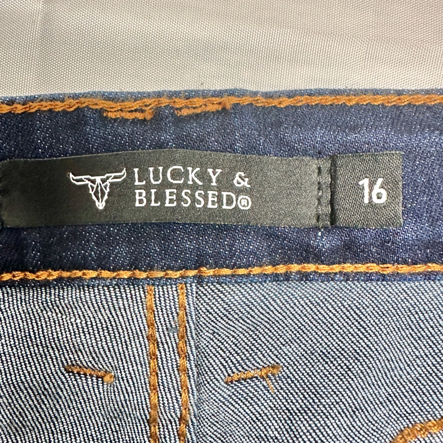 Womens Distressed Flare Jeans Size 16 Dark Wash Stretch Blend by Lucky & Blessed