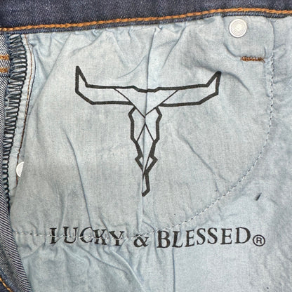 Womens Distressed Flare Jeans Size 16 Dark Wash Stretch Blend by Lucky & Blessed