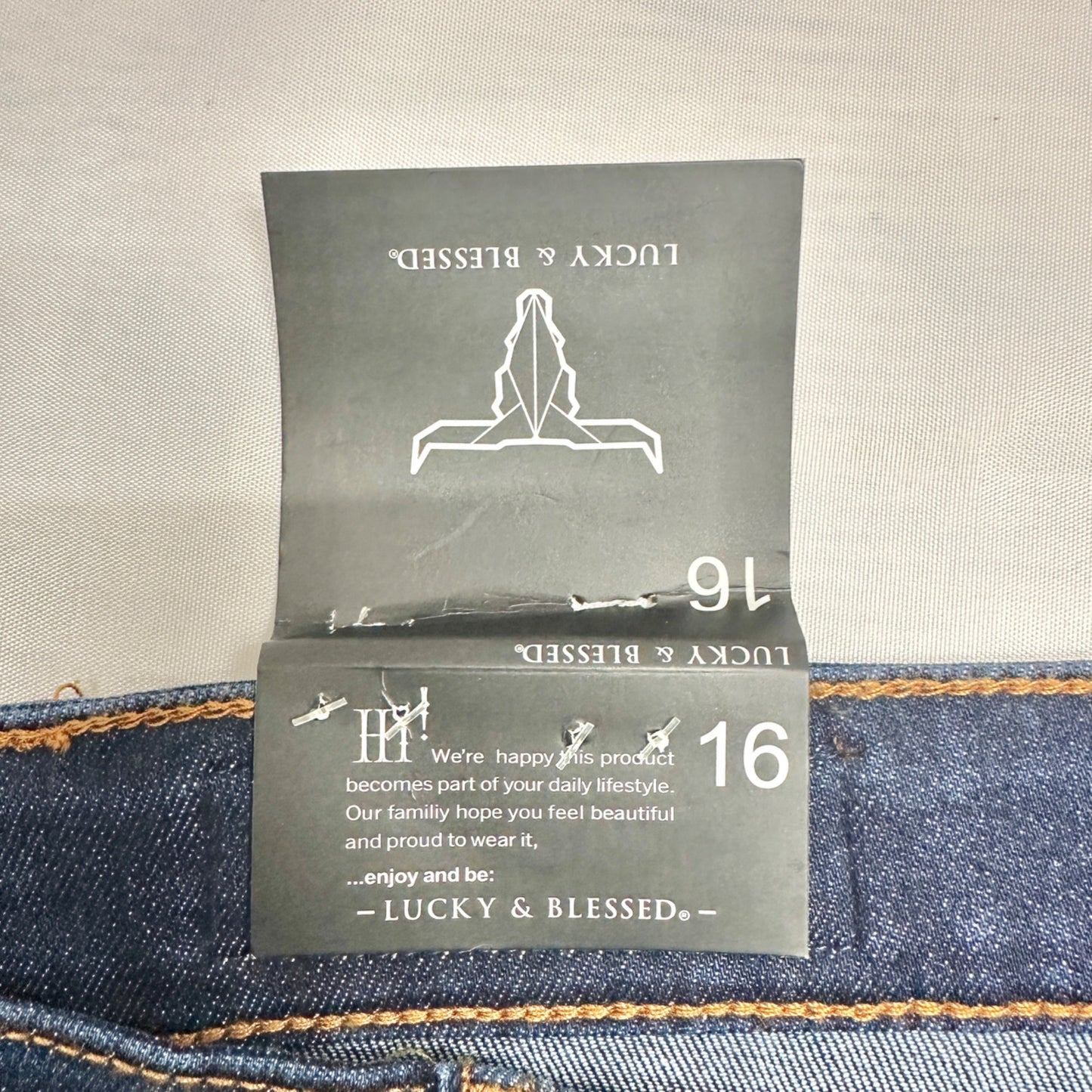 Womens Distressed Flare Jeans Size 16 Dark Wash Stretch Blend by Lucky & Blessed