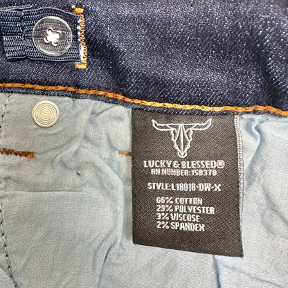 Womens Distressed Flare Jeans Size 16 Dark Wash Stretch Blend by Lucky & Blessed