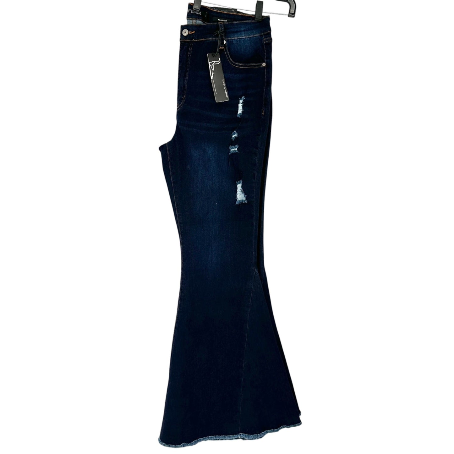 Womens Distressed Flare Jeans Size 16 Dark Wash Stretch Blend by Lucky & Blessed