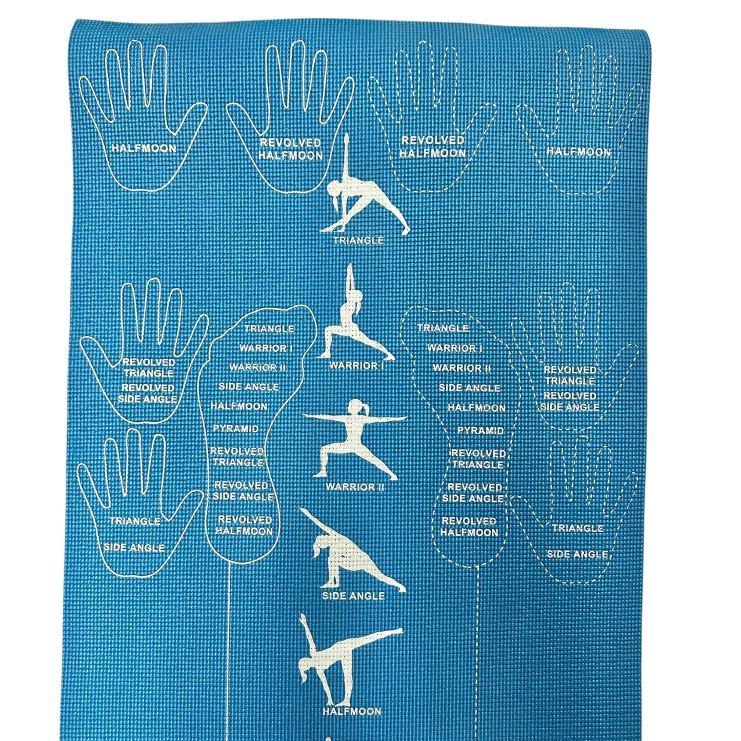 CopyCat Yoga Printed Blue Mat With Alignment Markings and Poses 72 x 24 inches