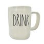 Rae Dunn Artisan Collection 20 oz Mug DRINK Ceramic White Black Lettering NEW