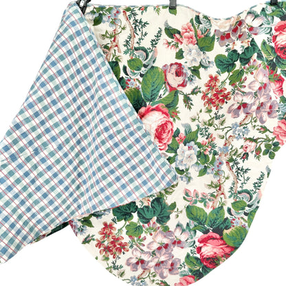 Austrian Valance Floral and Checkered Reversible 104 x 33 Edinburg Village Shop