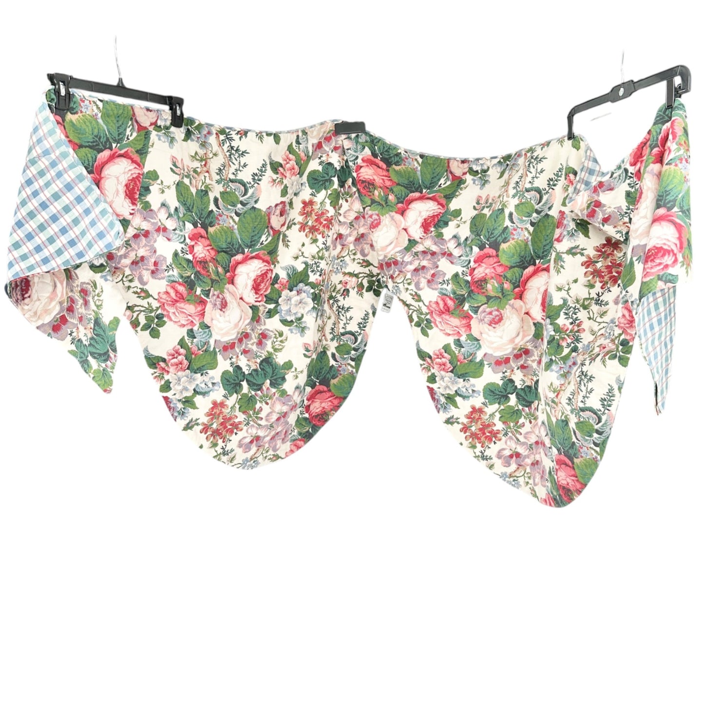 Austrian Valance Floral and Checkered Reversible 104 x 33 Edinburg Village Shop