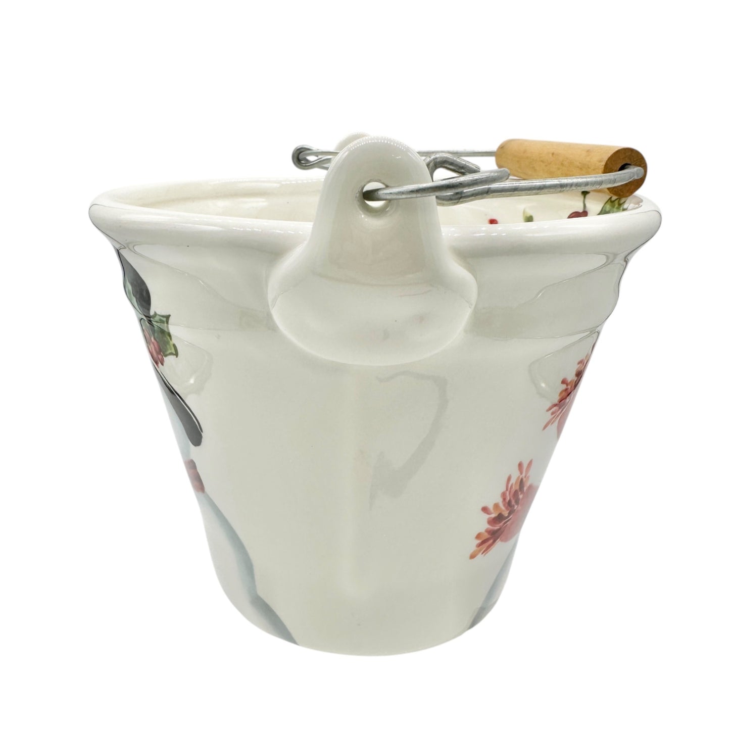 Maxcera Ceramic Snowman Bucket With Handle Holiday Decor 6 inch Tall