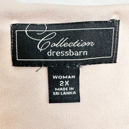 Collection By Dressbarn Blouse Women 2X Blush Pink Chiffon Lace Hem Split Sleeve