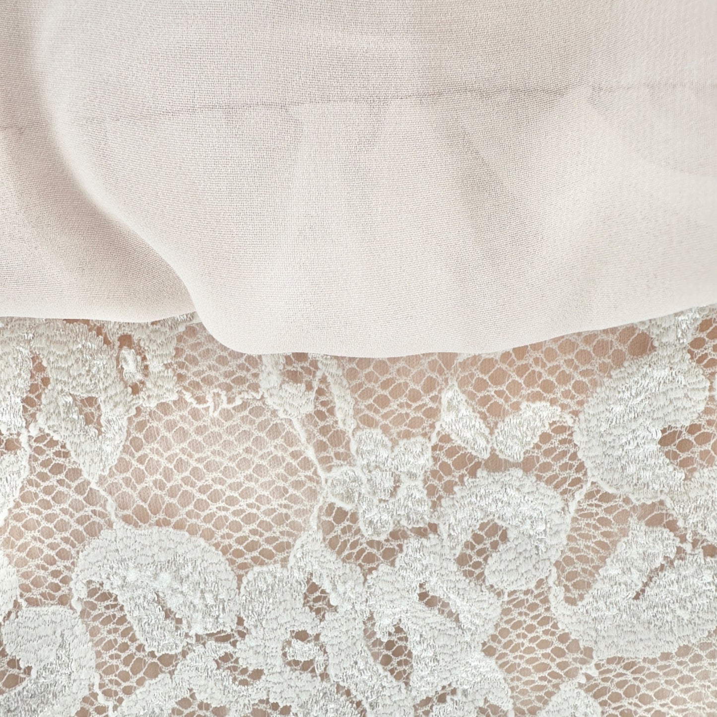 Collection By Dressbarn Blouse Women 2X Blush Pink Chiffon Lace Hem Split Sleeve