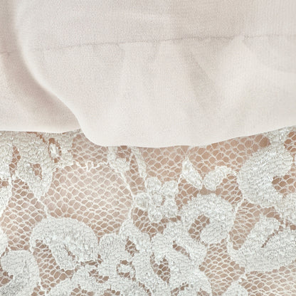 Collection By Dressbarn Blouse Women 2X Blush Pink Chiffon Lace Hem Split Sleeve