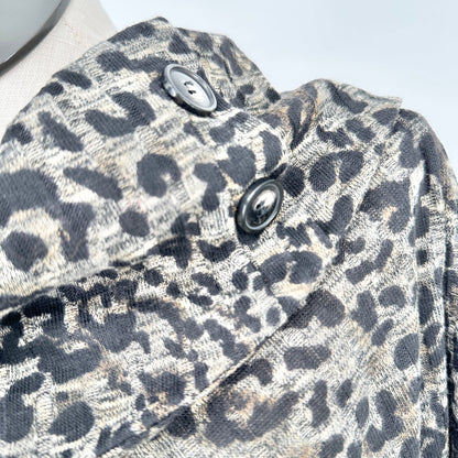 Leopard Print Cowl Neck Poncho Top With Button Details Size 2X By I.N. Studio